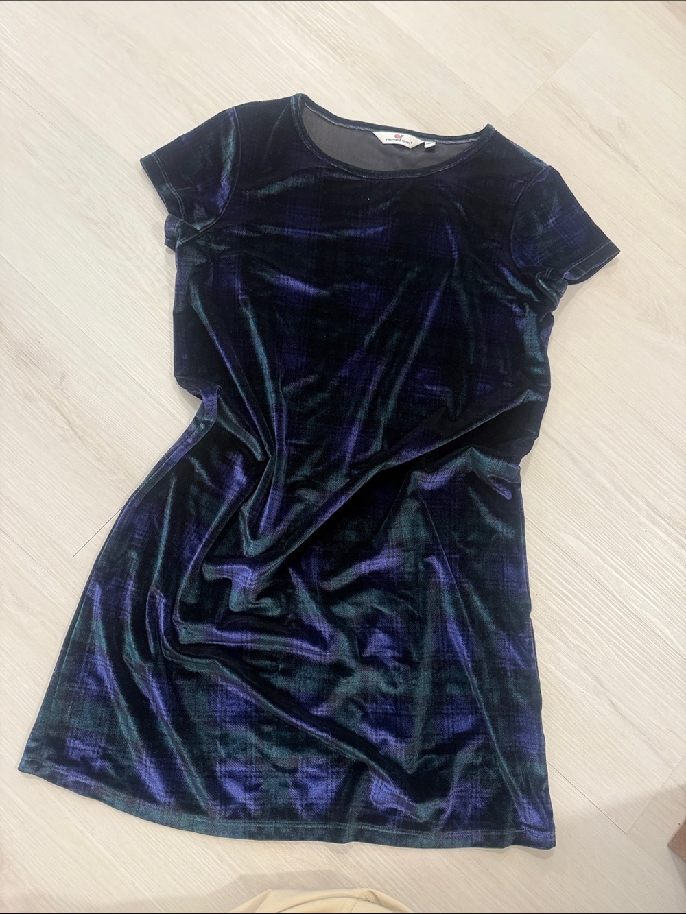 Vineyard Vines Velvet Mini Dress in Navy and Purple